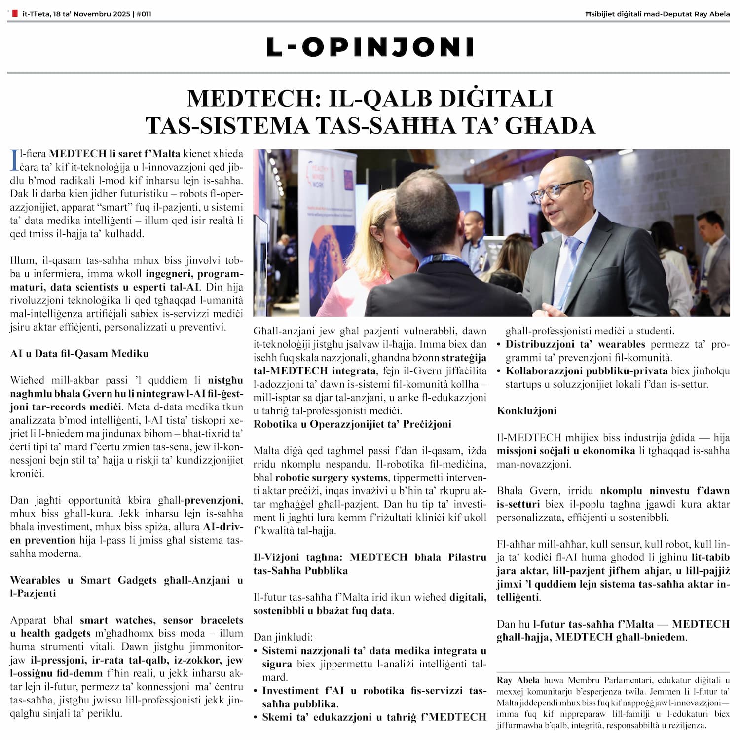 Ray Abela — article excerpt, L-Opinjoni, November 18, 2025